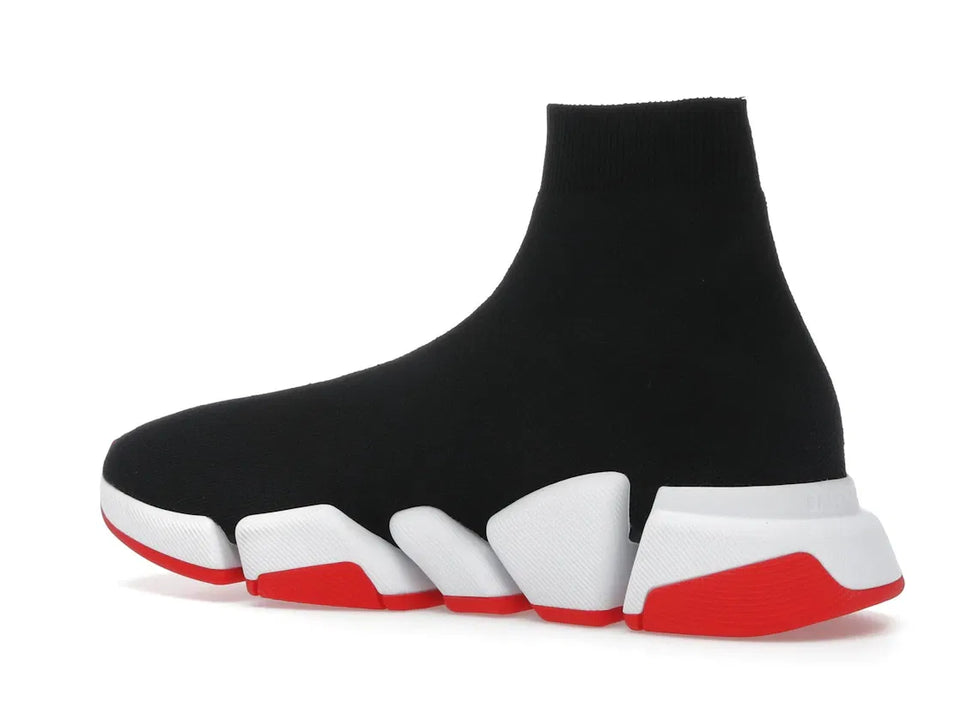 Balenciaga Speed 2.0 Recycled Knit Black White Red Sole