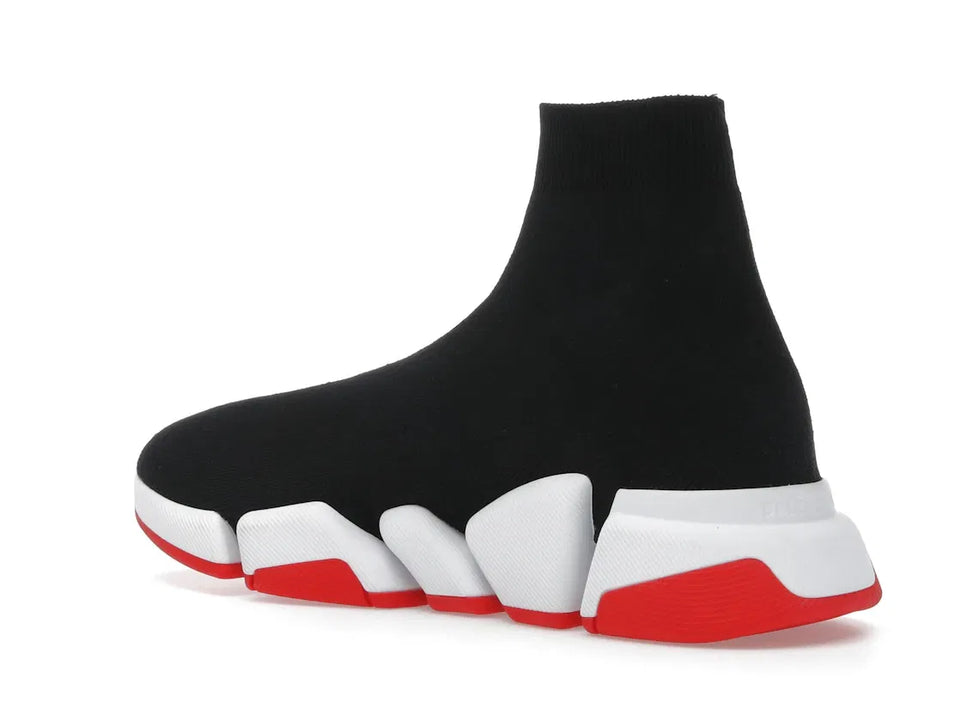 Balenciaga Speed 2.0 Recycled Knit Black White Red Sole