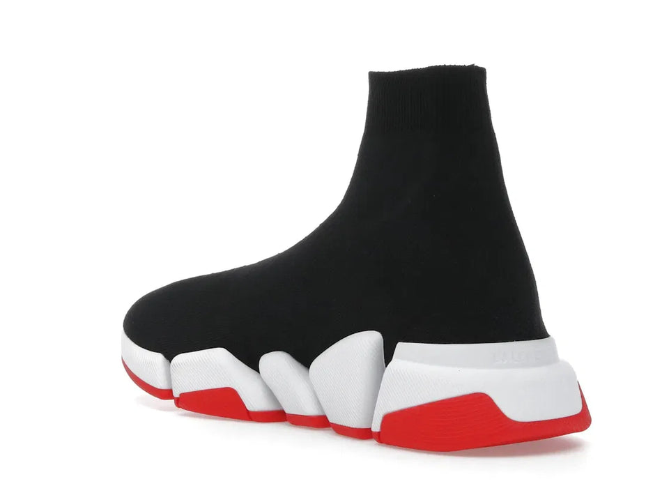 Balenciaga Speed 2.0 Recycled Knit Black White Red Sole