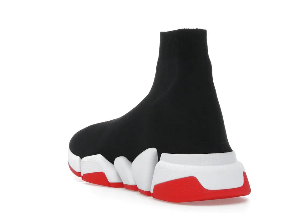 Balenciaga Speed 2.0 Recycled Knit Black White Red Sole