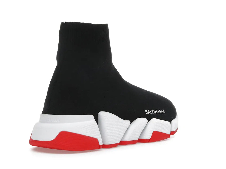 Balenciaga Speed 2.0 Recycled Knit Black White Red Sole