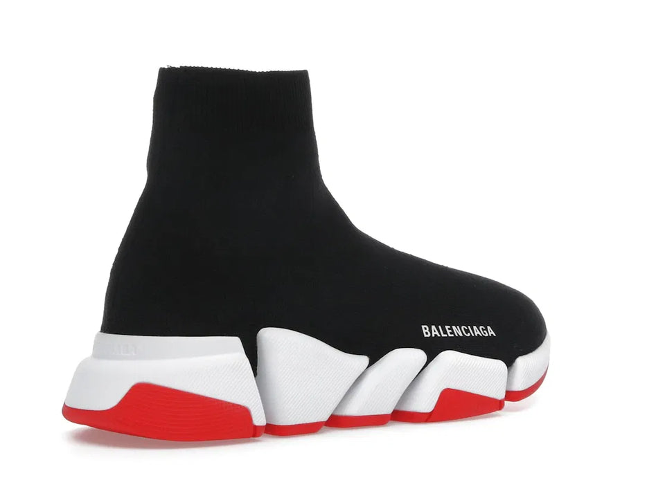 Balenciaga Speed 2.0 Recycled Knit Black White Red Sole