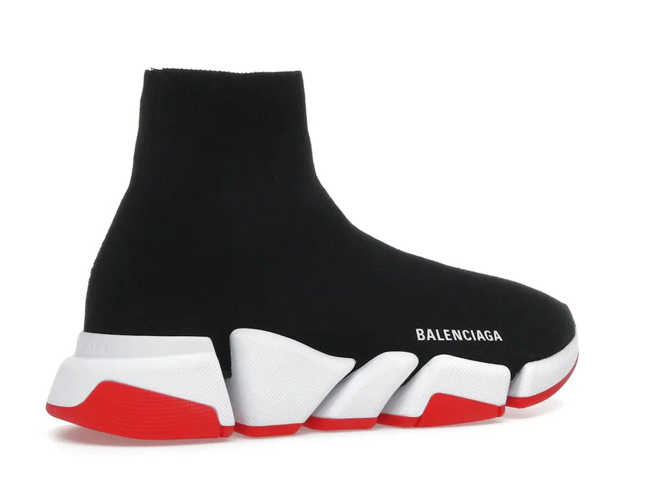Balenciaga Speed 2.0 Recycled Knit Black White Red Sole
