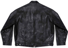Balenciaga Mens Denim Style Leather Jacket Black