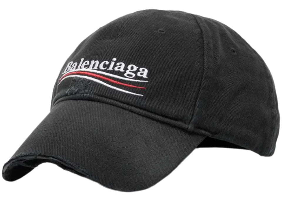 Balenciaga Political Campaign Distressed Cap Grey/Multi