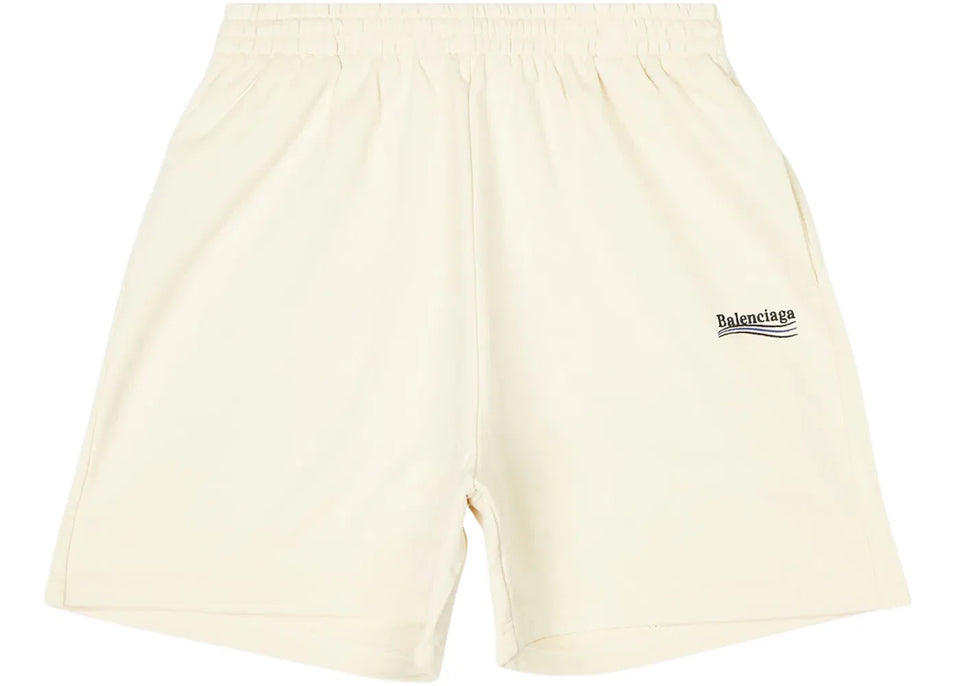 Balenciaga Political Campaign Large Fit Sweat Shorts Light Beige/Black/Blue