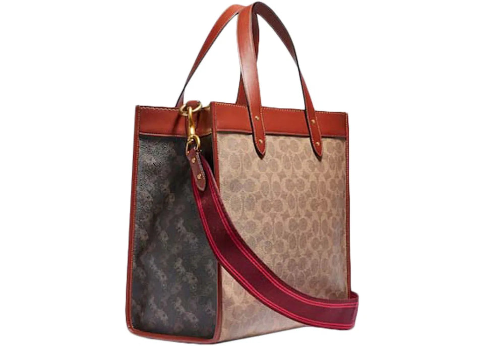 Coach Tote in Signature Canvas with Horse and Carriage Print Field Brass/Tan Truffle Rust