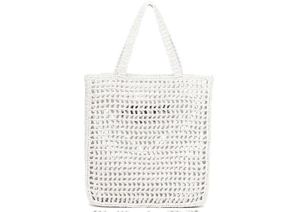 Prada Raffia Tote Bag White