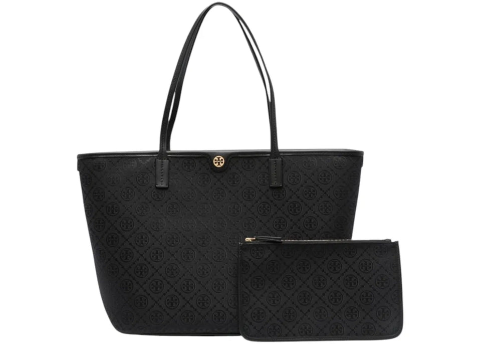 Tory Burch T Monogram Zip Tote Black