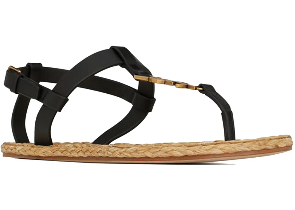Saint Laurent Cassandra Sandals Black Leather