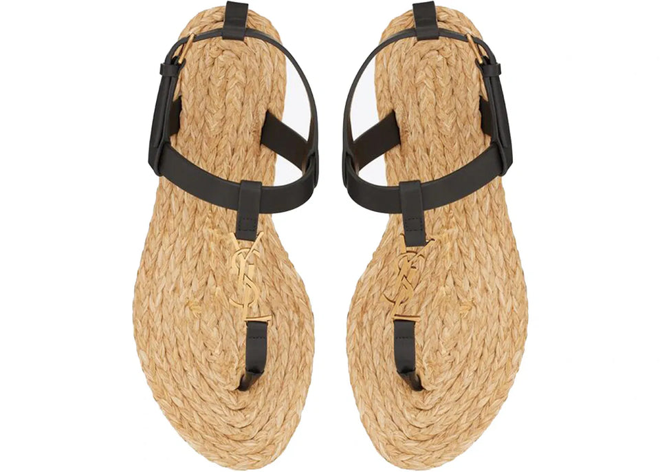 Saint Laurent Cassandra Sandals Black Leather