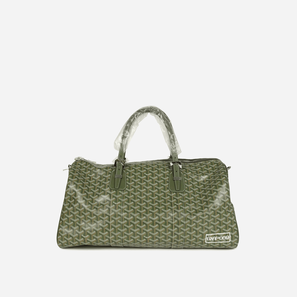 Goyard Boston 50 Bag Khaki Goyardine Canvas & Cervon Calfskin Palladium Hardware