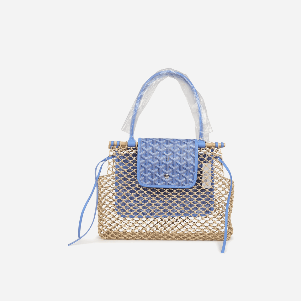 Goyard Goyardine Canvas Iris Aligre Bag Raffia Net Palladium Hardware