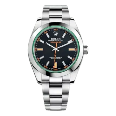 Rolex Milgauss 116400Gv Black Dial With Green Crystal Stainless Steel Oyster Bracelet - 40 mm