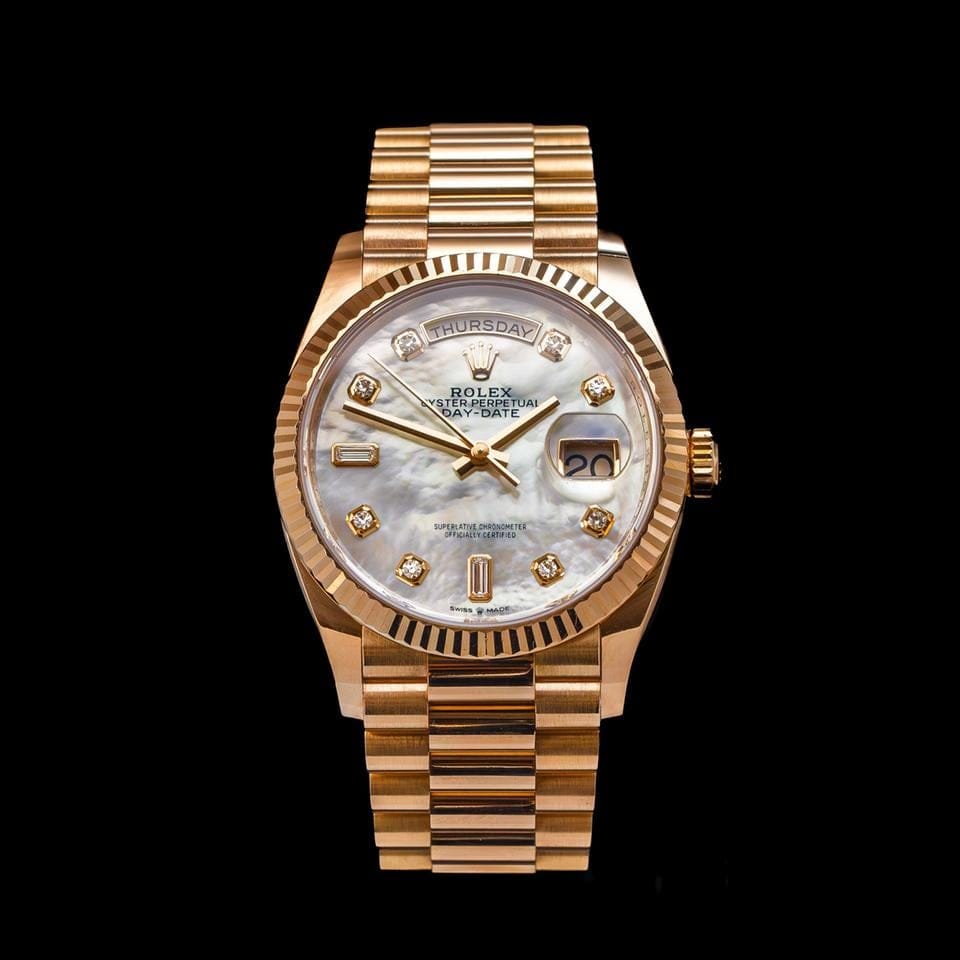Rolex | Day-Date | 128235 | Rose gold | 36 x 43 mm | Rose gold | Mother of pearl | Automatic
