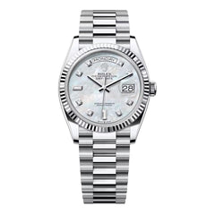 Rolex | Day-Date | 128236-0002 | 36 mm | Platinum | Mother of pearl | Automatic