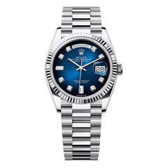 Rolex | Day-Date | 128236-0005 | 36 mm | Platinum | Blue | Automatic
