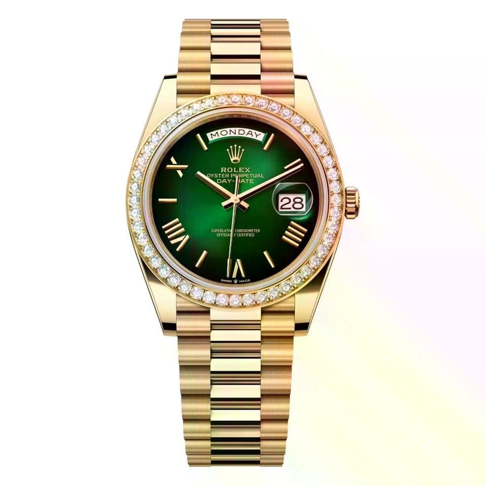 Rolex | Day-Date | 228348TBR-0045 | 40 mm | Yellow gold | Green | Automatic