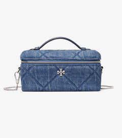 Kira Diamond Quilt Denim Vanity Case