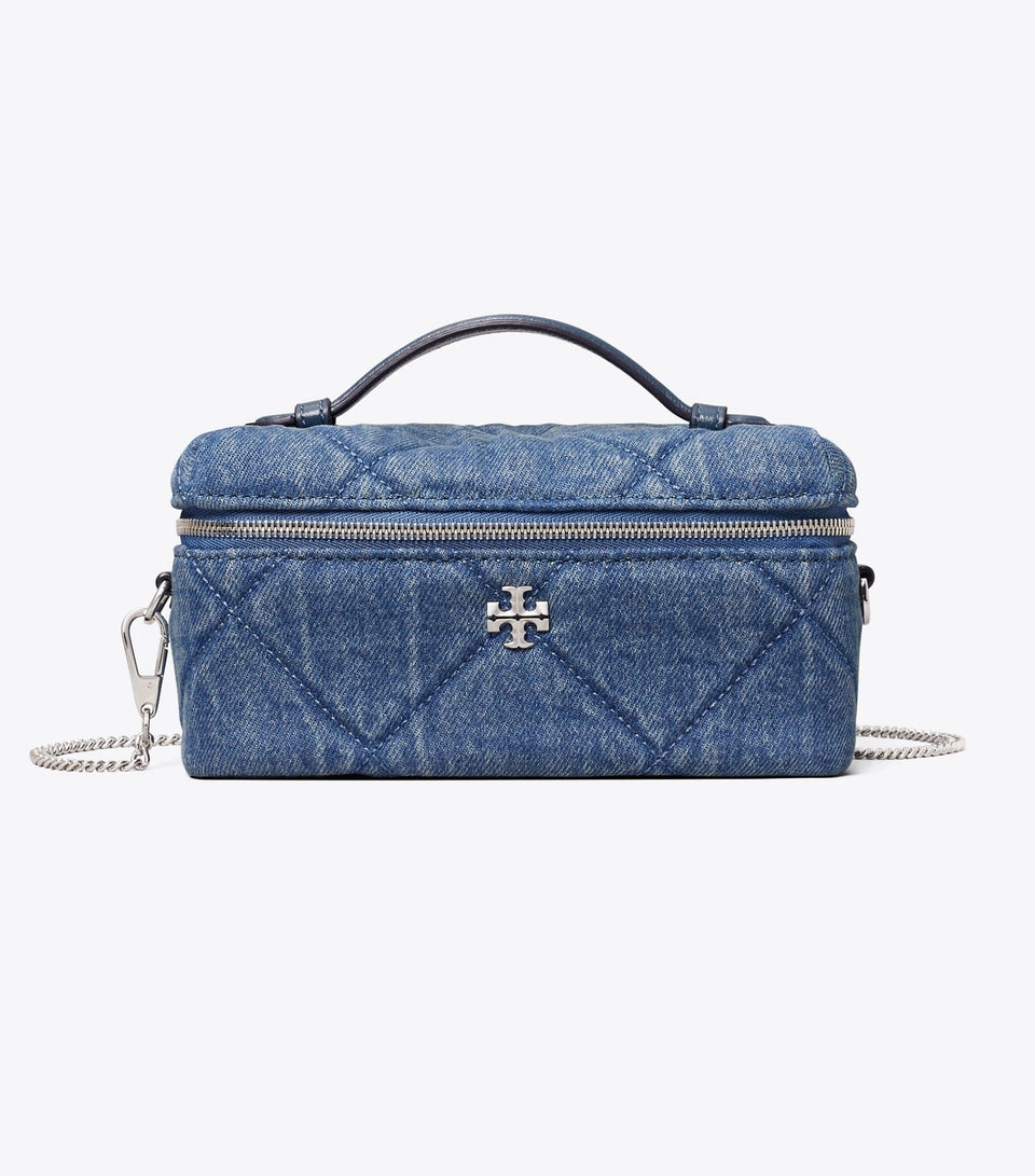 Kira Diamond Quilt Denim Vanity Case