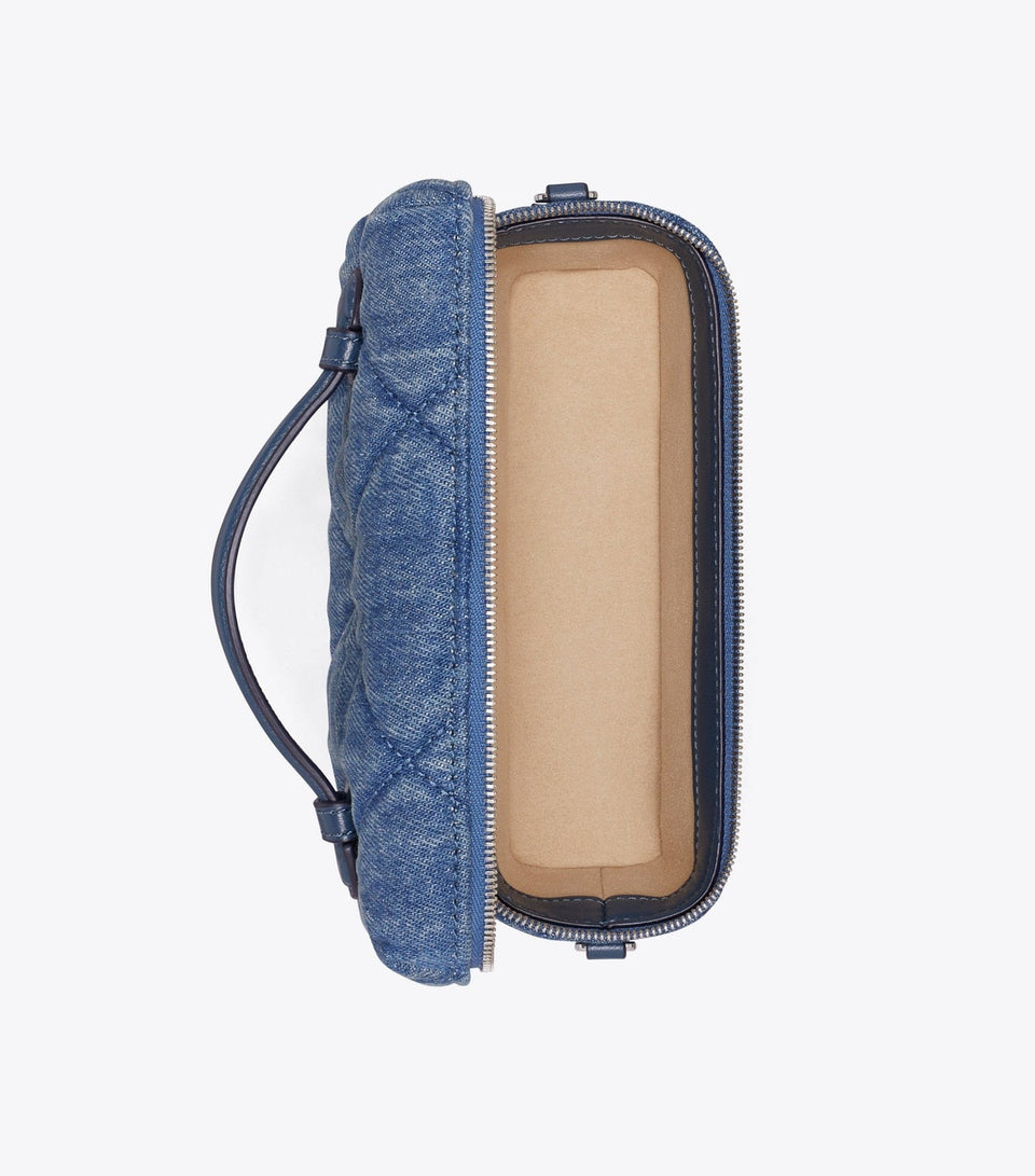 Kira Diamond Quilt Denim Vanity Case