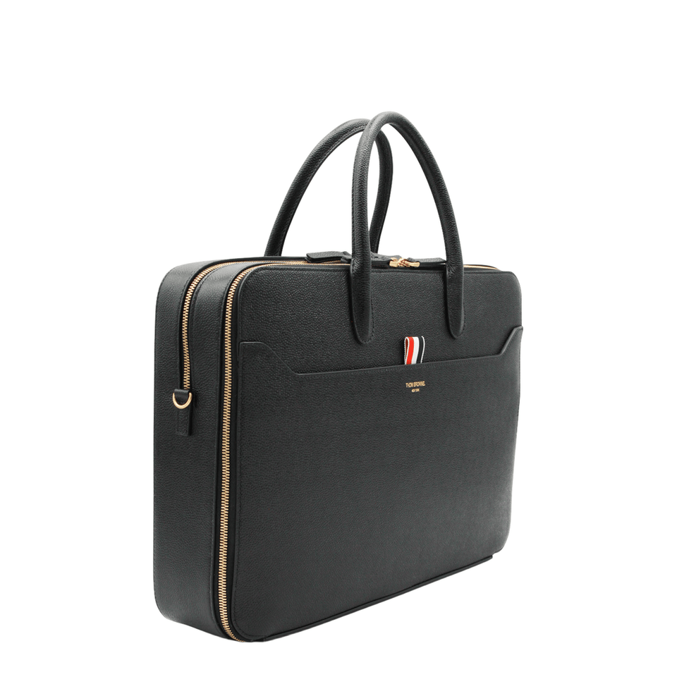 Black Double Brass Zipper Bag
