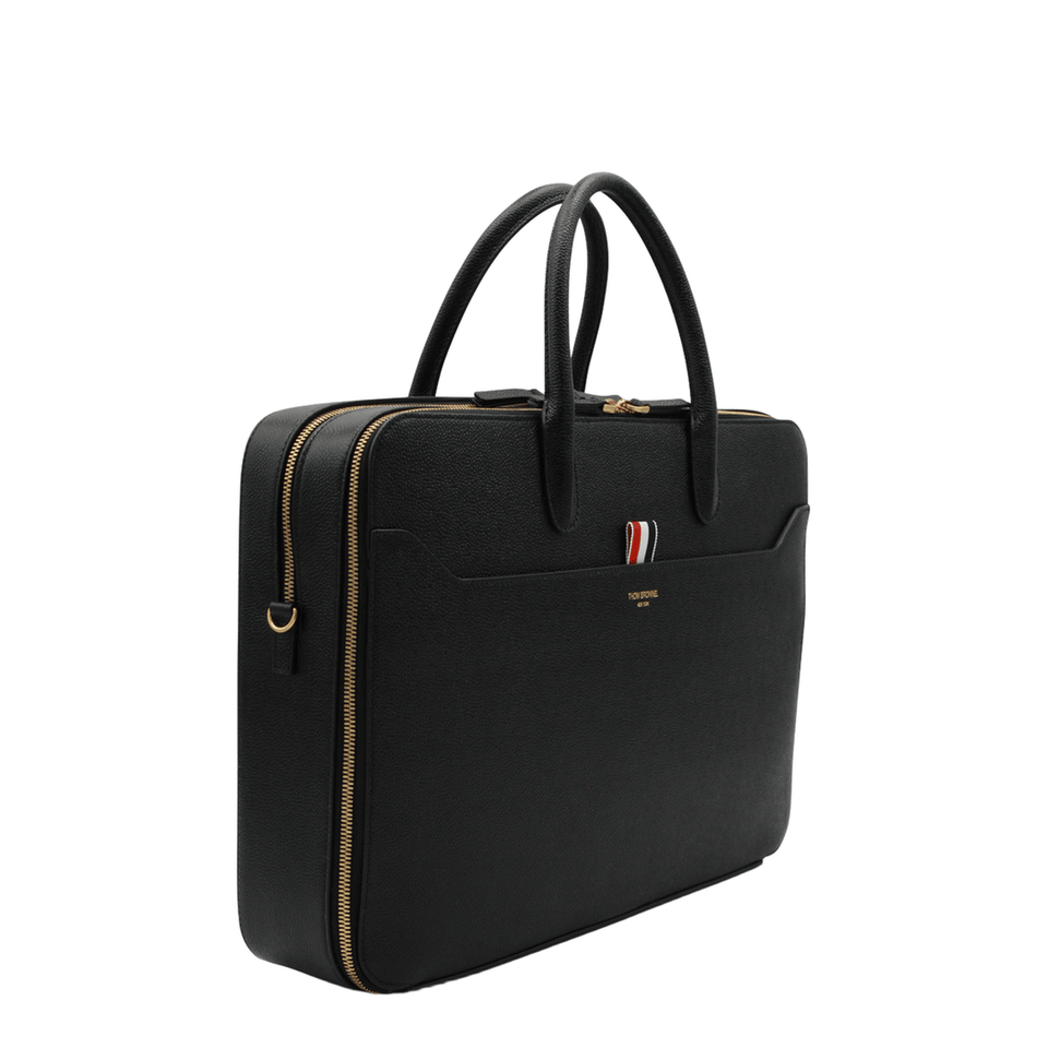 Black Double Brass Zipper Bag
