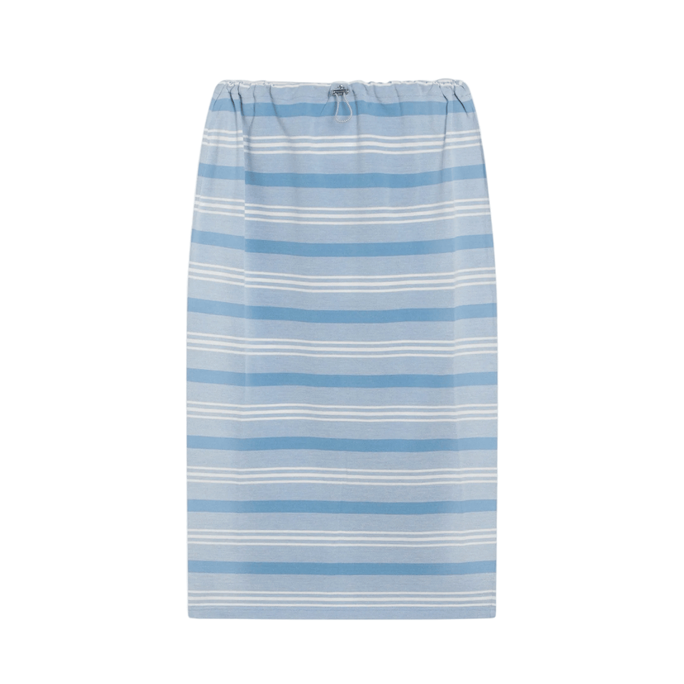 Midi Skirt in Striped Piquet Blue