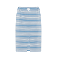 Midi Skirt in Striped Piquet Blue