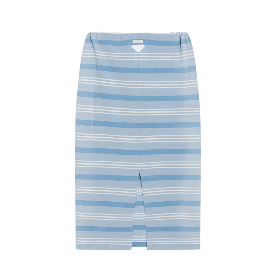 Midi Skirt in Striped Piquet Blue