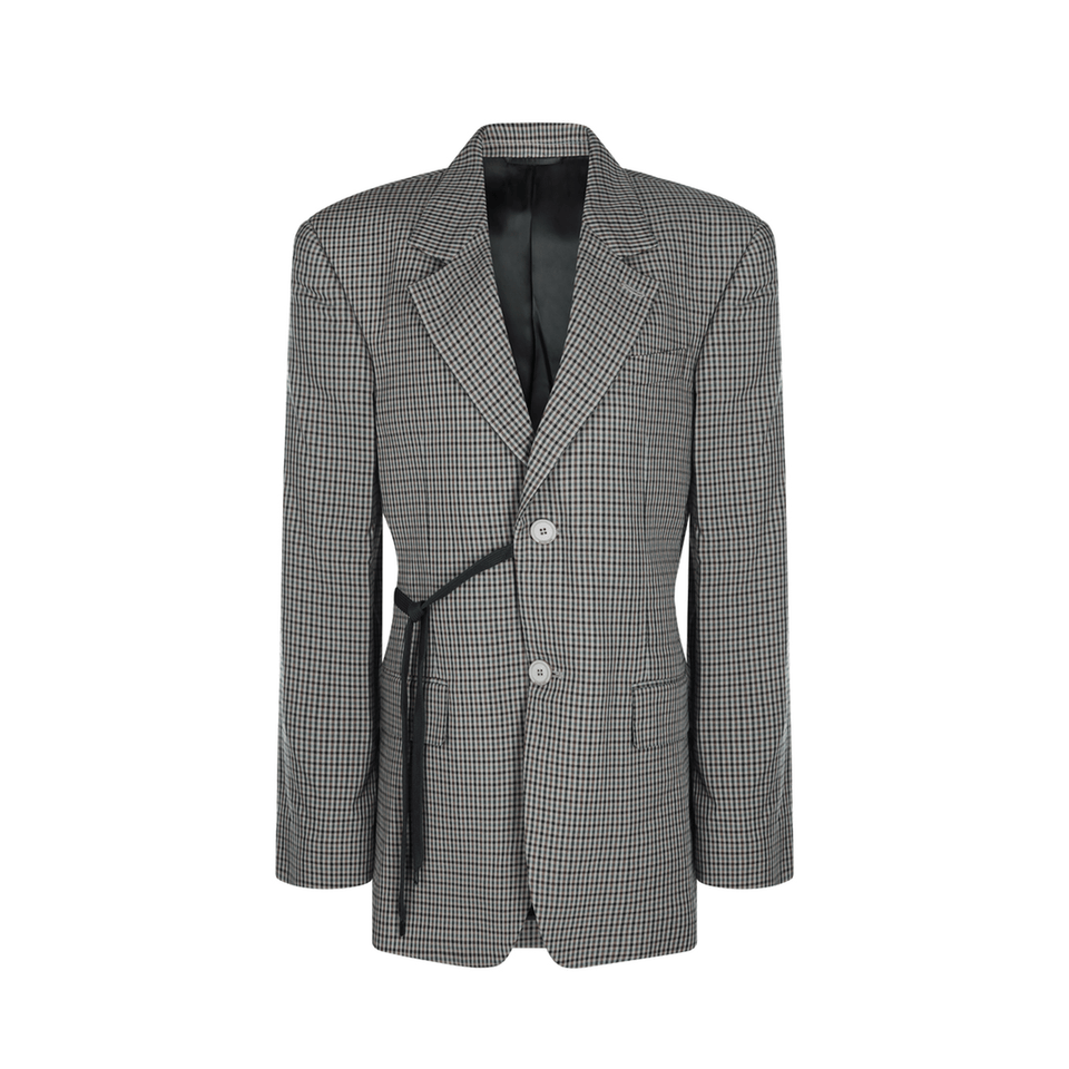 Wrap Tailored Jacket in Khaki/Brown