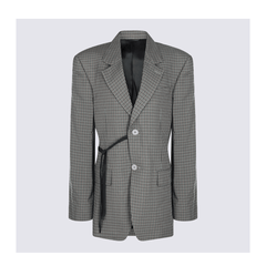 Wrap Tailored Jacket in Khaki/Brown