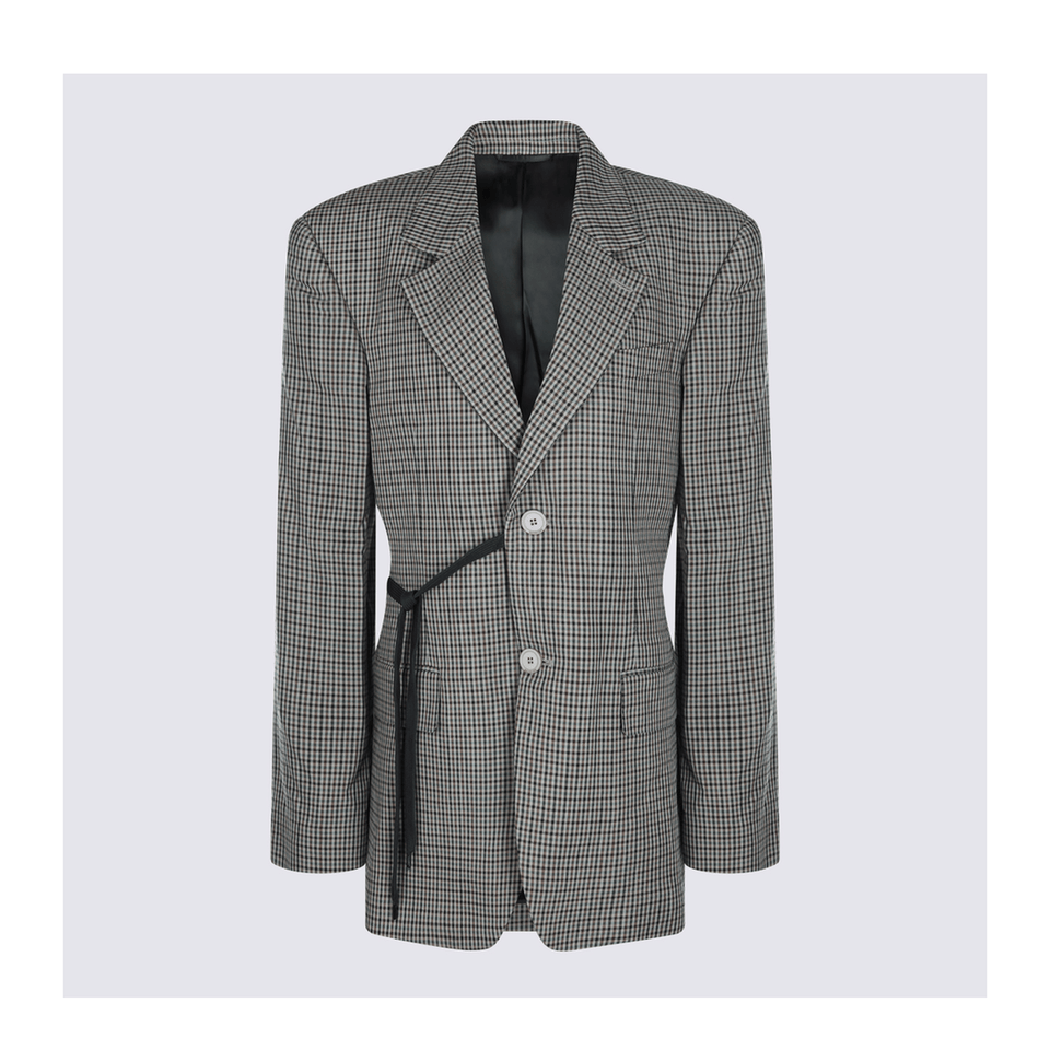Wrap Tailored Jacket in Khaki/Brown