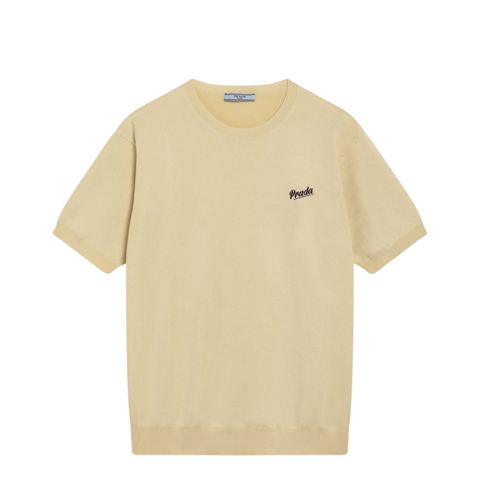 Cream-colored Silk-blend Sweater with Logo