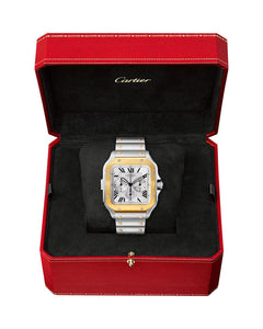 CARTIER SANTOS DE CARTIER, XL, CHRONOGRAPH, STEEL AND GOLD, INTERCHANGEABLE METAL AND RUBBER BRACELETS