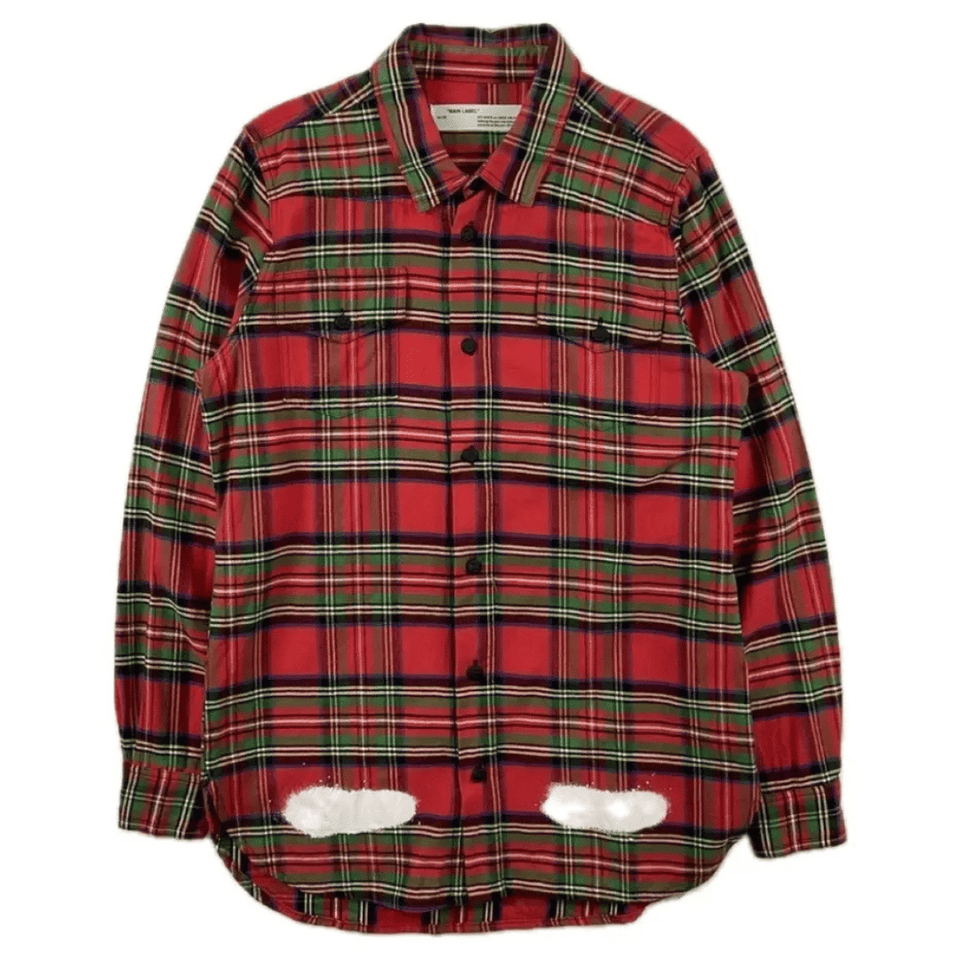 OFF WHITE SPRAY PAINT FLANNEL SHIRT RED