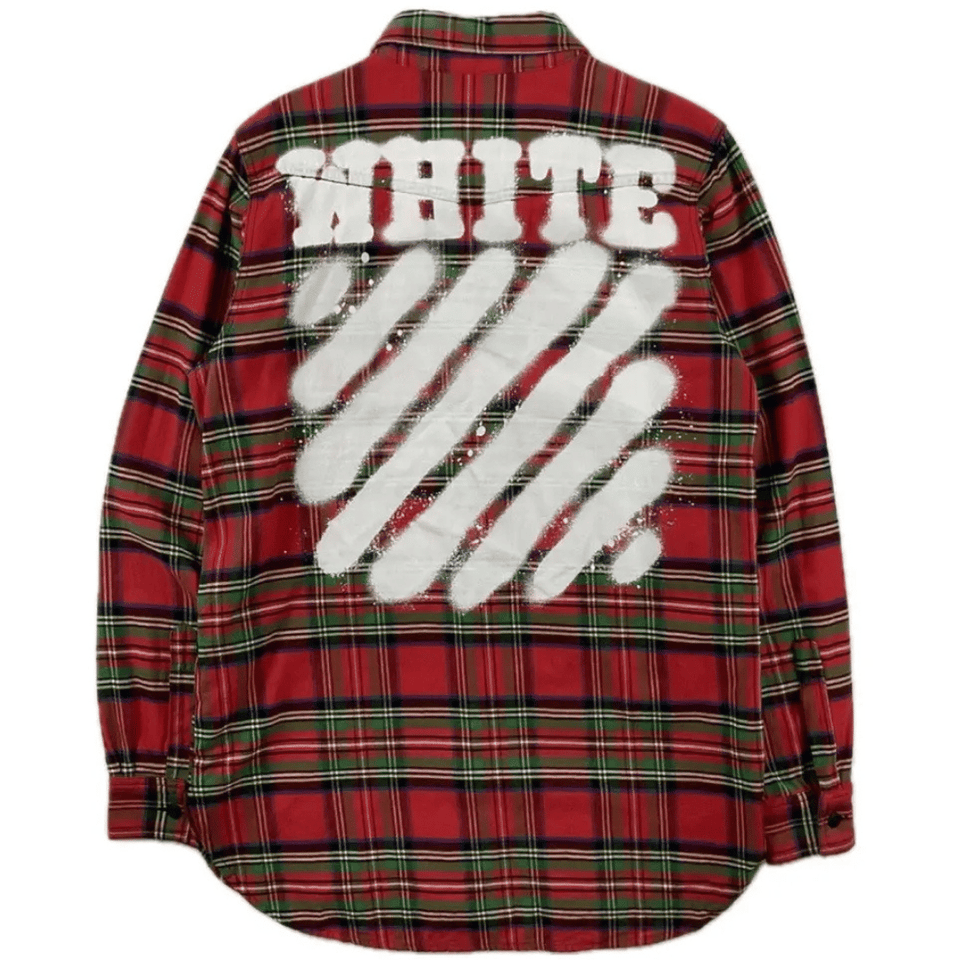 OFF WHITE SPRAY PAINT FLANNEL SHIRT RED