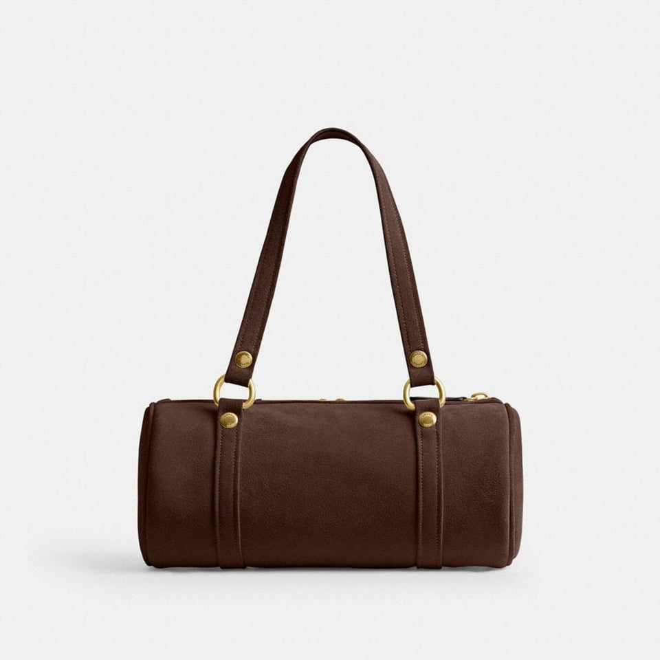 Coach Kisslock Barrel Bag Brass Dark Chocolate