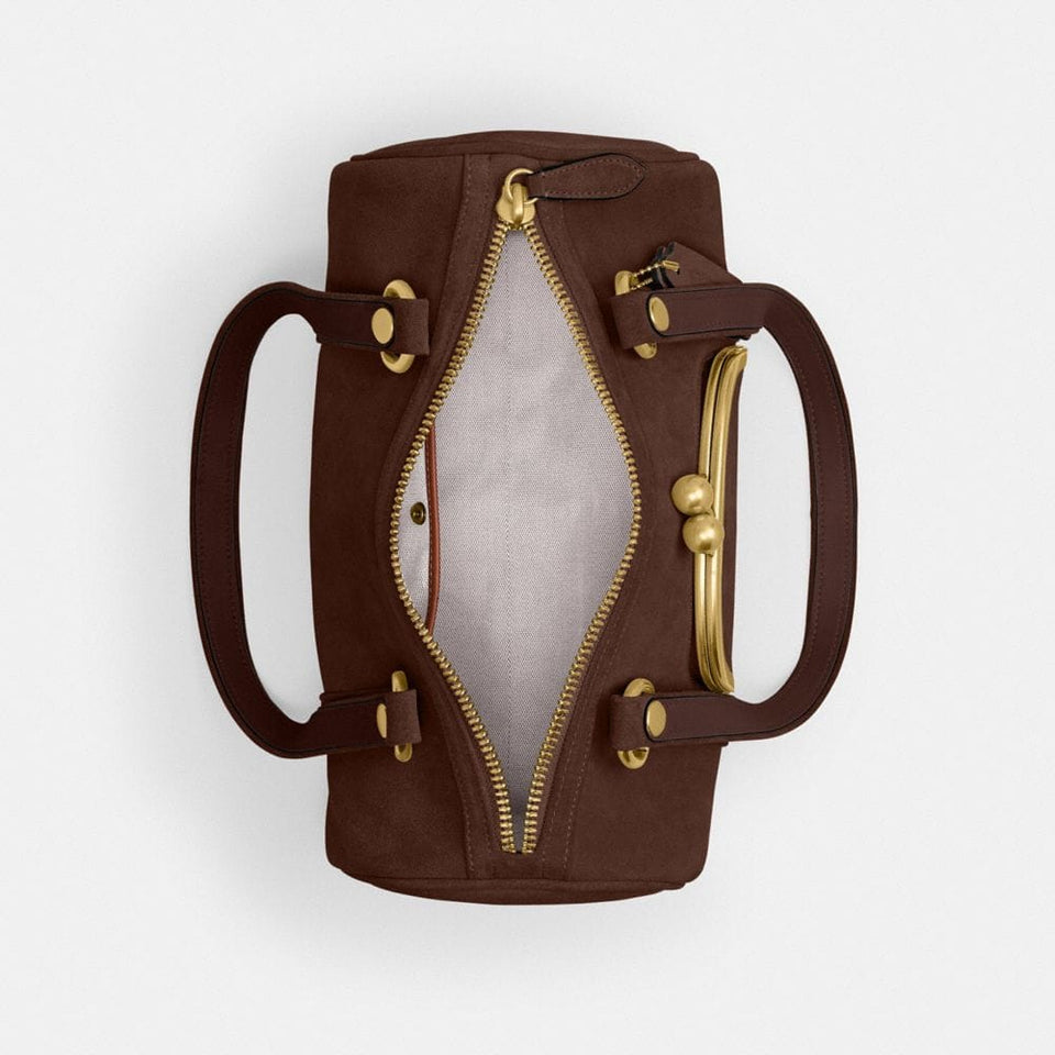 Coach Kisslock Barrel Bag Brass Dark Chocolate