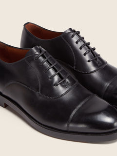 Zegna Black Leather Oxford Shoes