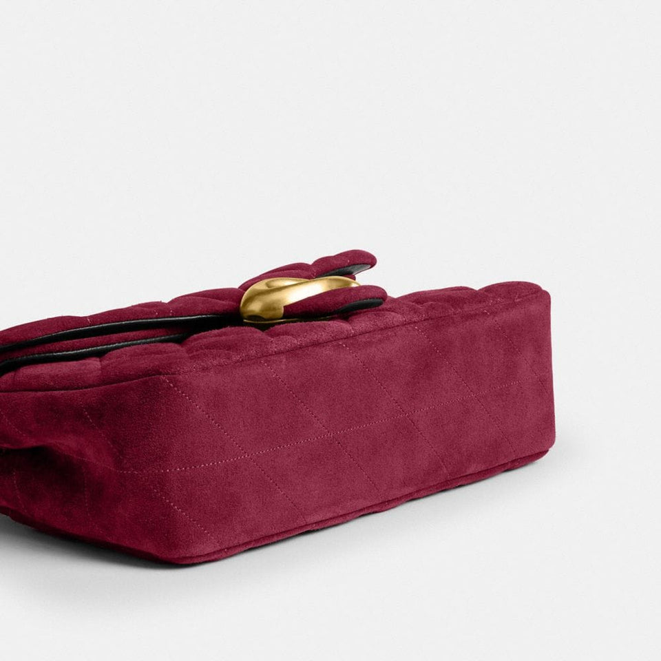 Coach Tabby Shoulder Bag 26 With Quilting Brass Dark Fuchsia