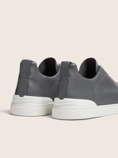 Zegna Dark Grey Triple Stitch Secondskin Sneakers