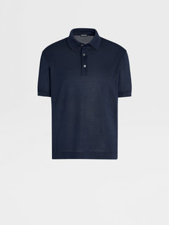 Zegna Dark Blue Zegna Silk Polo Shirt