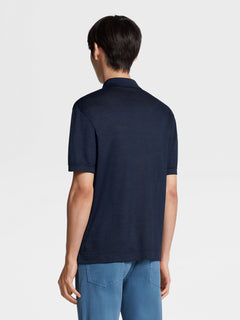 Zegna Dark Blue Zegna Silk Polo Shirt