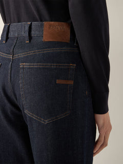 Zegna Dark Blue Rinse-Washed Stretch Cotton Roccia Jeans