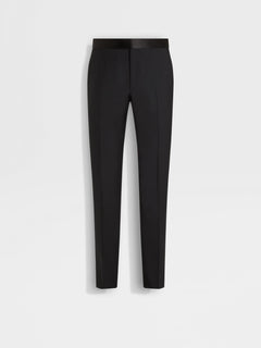 Zegna Black Wool And Mohair Pants