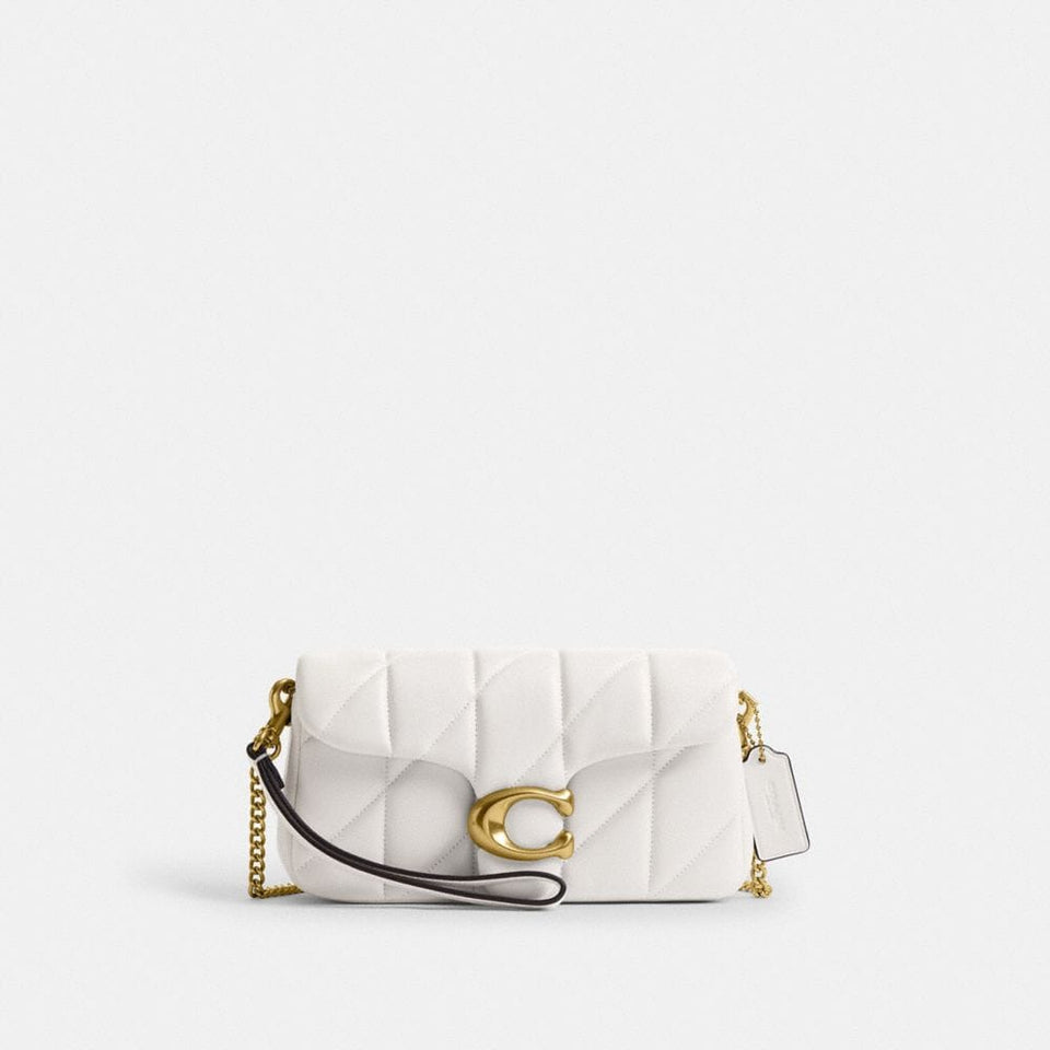 Coach Tabby Chain Crossbody Bag 19 With Quilting Brass Chalk