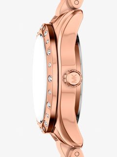 Michael Kors Petite Lexington Pav Rose Gold-Tone Watch And Heart Bracelet Gift Set