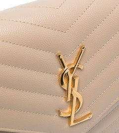 Beige Quilted Leather chain on Wallet