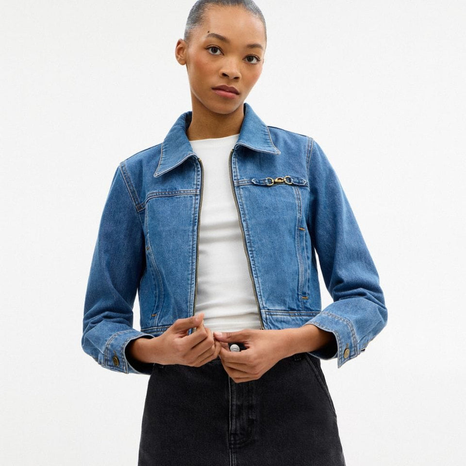 Sculpted C Shrunken Denim Jacket In Organic Cotton